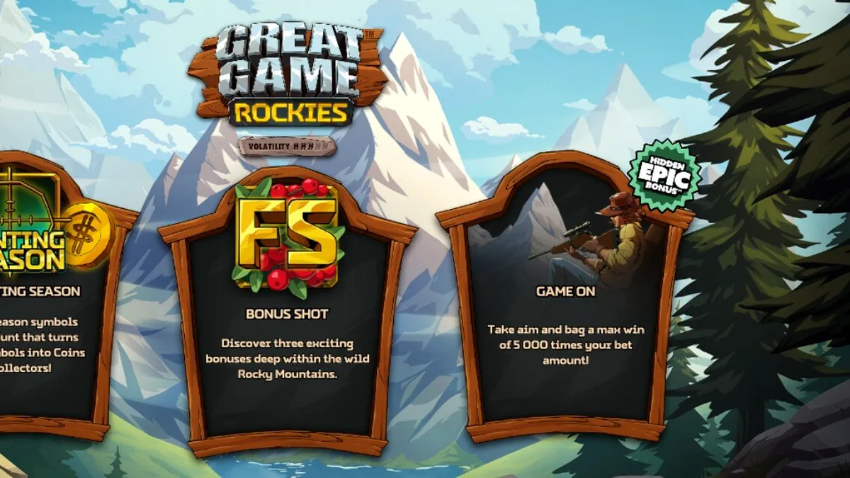 Pemandangan pegunungan yang dramatis dengan elemen permainan slot Great Game Rockies